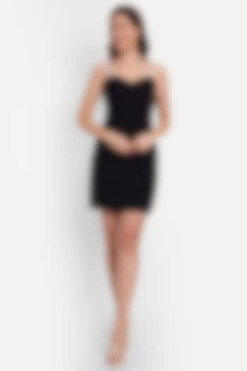 Black Polyester Cotton Mini Summer Dress by IKI CHIC at Pernia's Pop Up Shop
