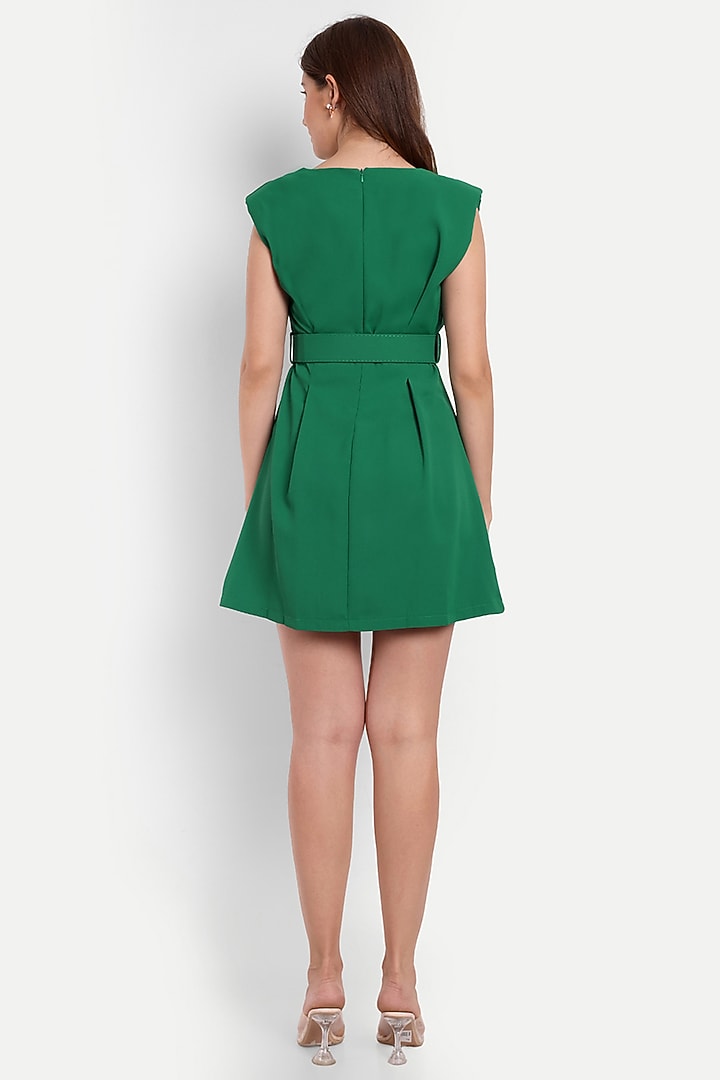 Green Polyester Cotton Mini Summer Dress by IKI CHIC at Pernia's Pop Up Shop