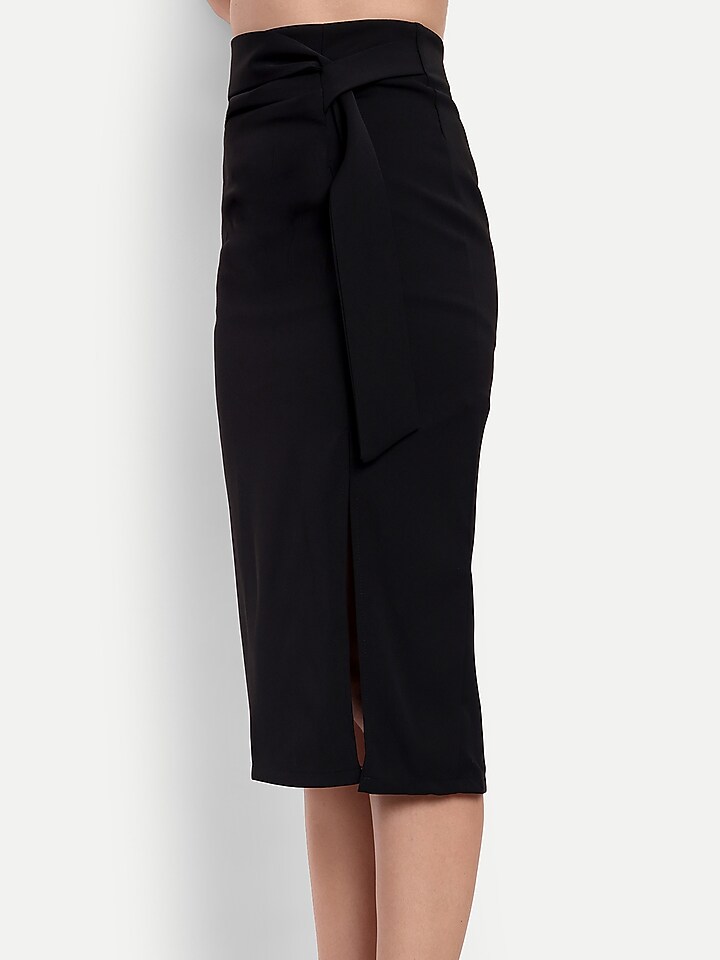 Black Polyester Cotton Skirt Set by IKI CHIC at Pernia's Pop Up Shop