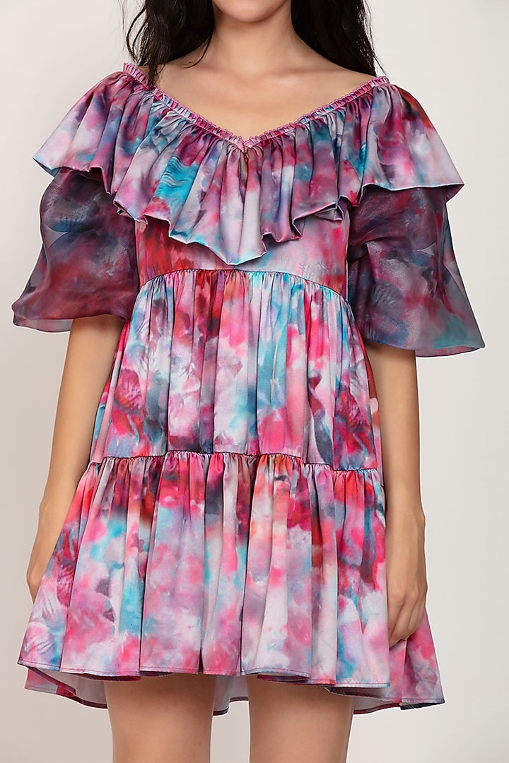 Pink & Blue Printed Summer Dress by IKI CHIC at Pernia's Pop Up Shop