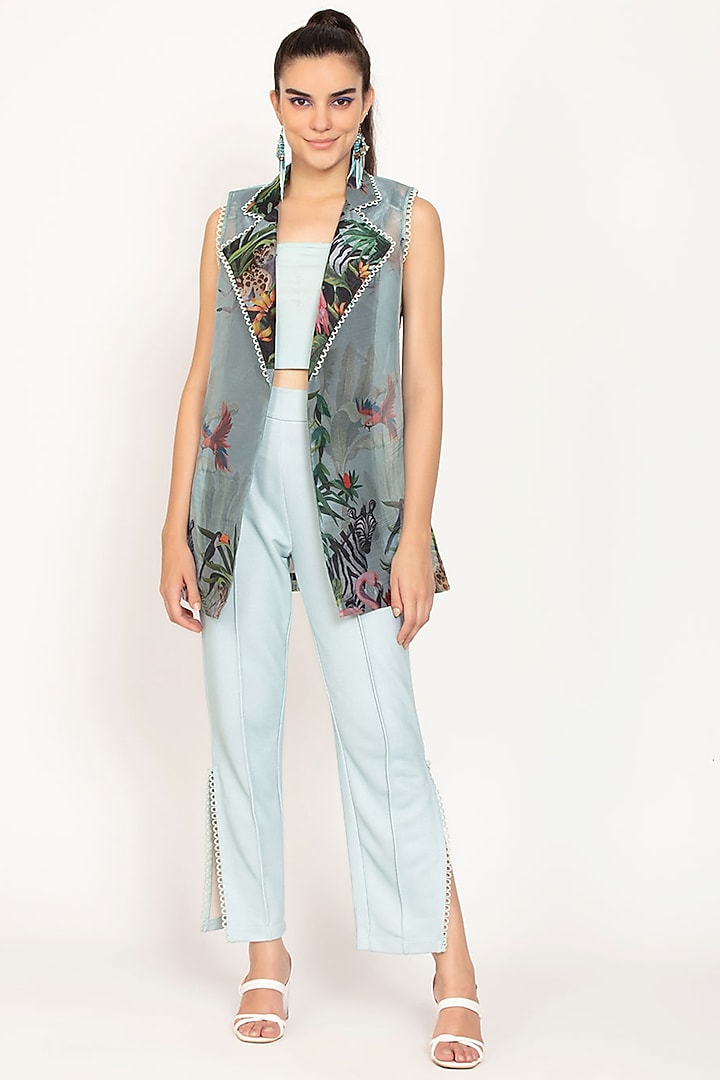 Green Polyester Terry Pant Set by IKI CHIC at Pernia's Pop Up Shop