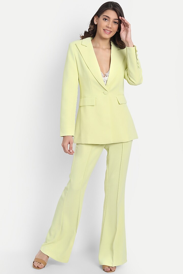 Lime Yellow Woven Blazer Set by IKI CHIC at Pernia's Pop Up Shop