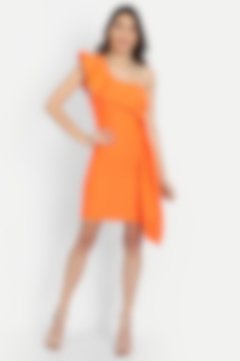 Orange Bodycon Mini Dress by IKI CHIC