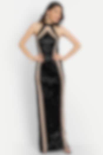 Black Sequins Gown by IKI CHIC