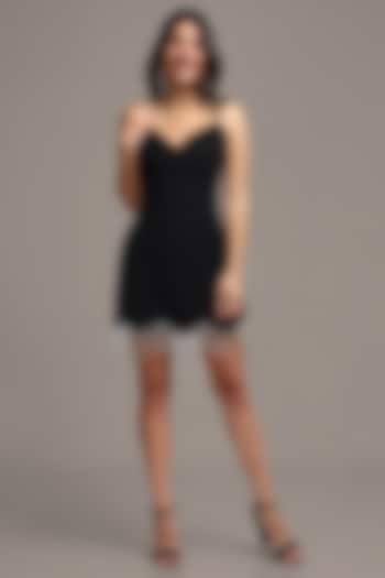 Black Cotton Polyester Sequins Embellished Mini Summer Dress by IKI CHIC at Pernia's Pop Up Shop
