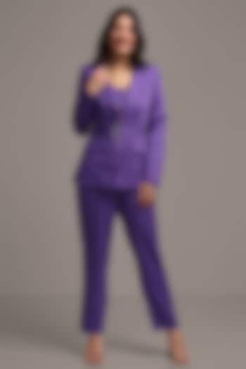 Purple Polyester Cotton Jumpsuit With Blazer by IKI CHIC at Pernia's Pop Up Shop