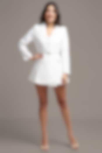 White Cotton Blazer Set by IKI CHIC at Pernia's Pop Up Shop