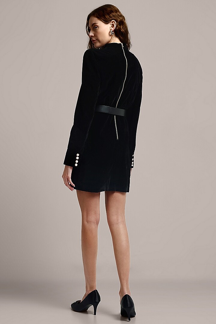 Black Cotton & Velvet Mini Summer Dress by IKI CHIC at Pernia's Pop Up Shop