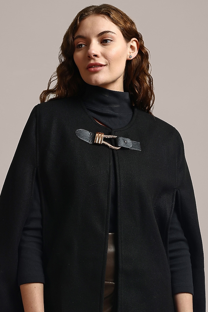 Black Woolen Cape by IKI CHIC at Pernia's Pop Up Shop