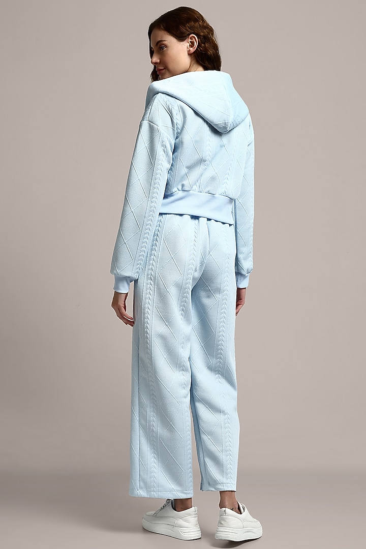 Light Blue Cotton Wool Textured Co-Ord Set by IKI CHIC at Pernia's Pop Up Shop