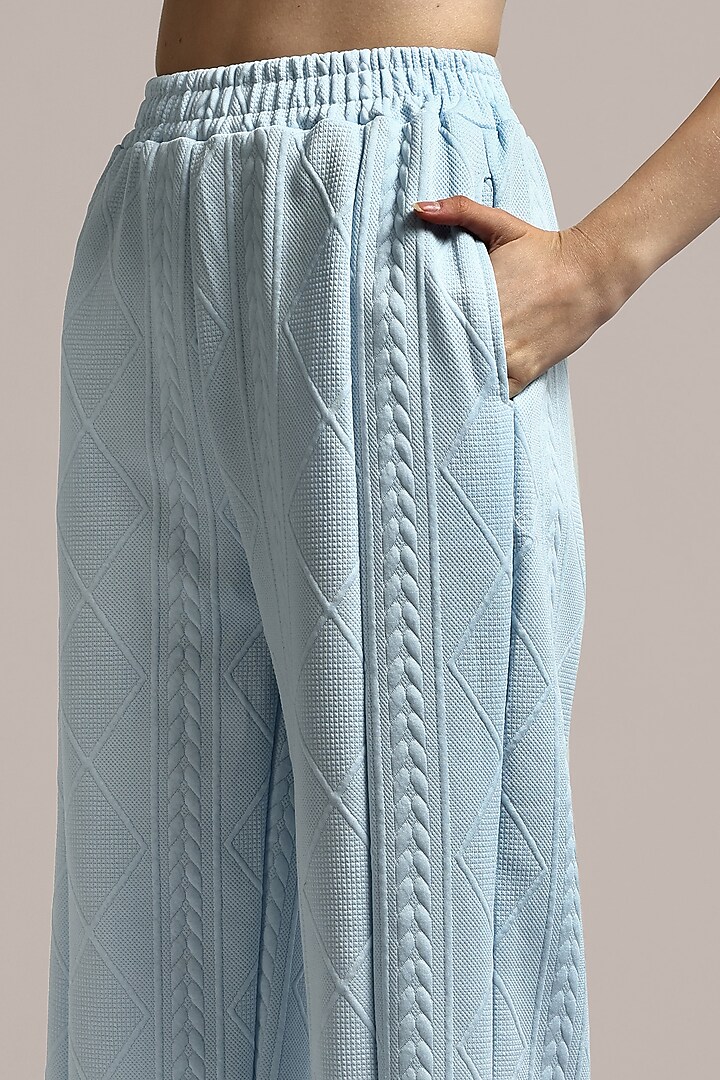 Light Blue Cotton Wool Textured Co-Ord Set by IKI CHIC at Pernia's Pop Up Shop
