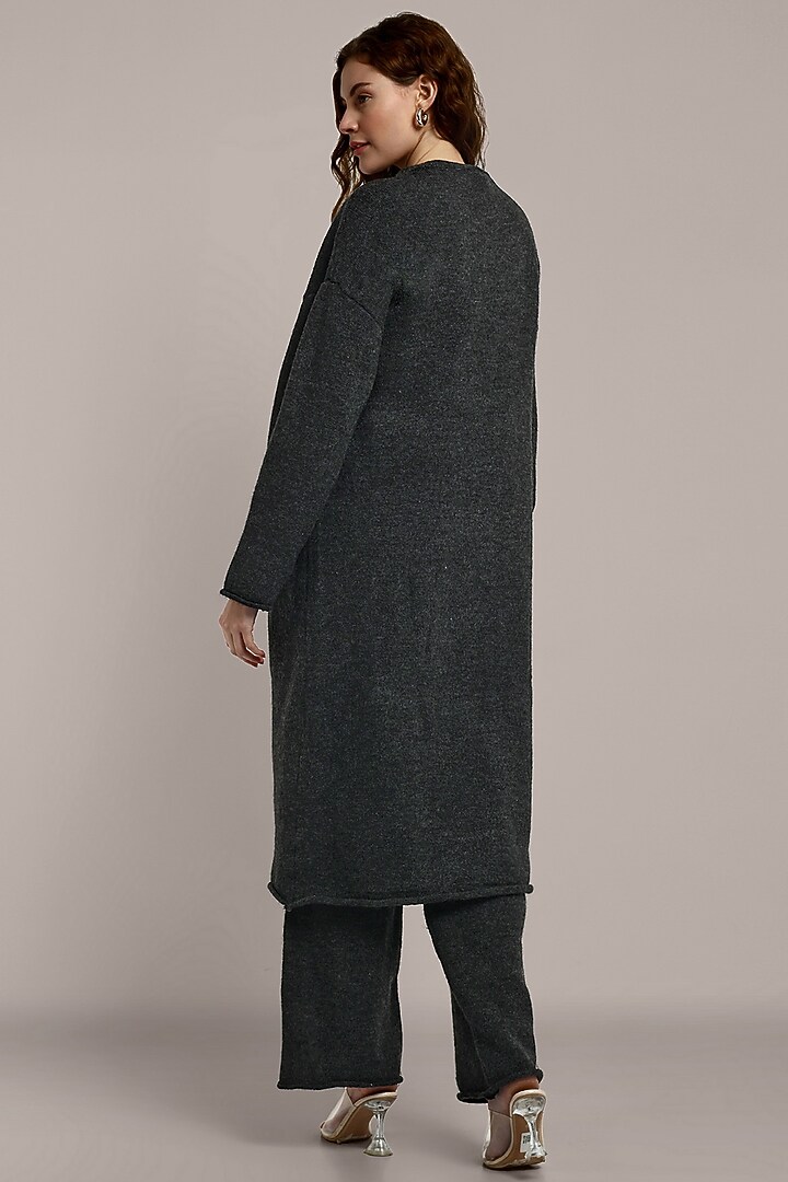 Dark Grey Woolen Knitted Cape Set by IKI CHIC at Pernia's Pop Up Shop