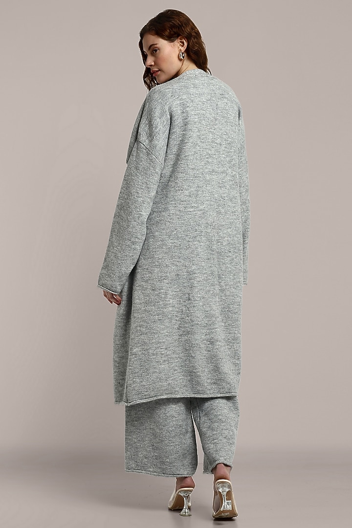 Light Grey Cotton Wool Hooded Jacket Set by IKI CHIC at Pernia's Pop Up Shop