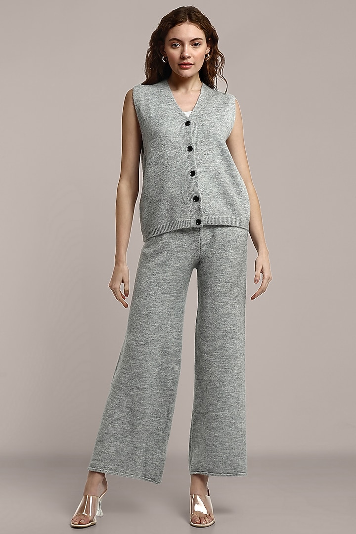 Light Grey Cotton Wool Hooded Jacket Set by IKI CHIC at Pernia's Pop Up Shop