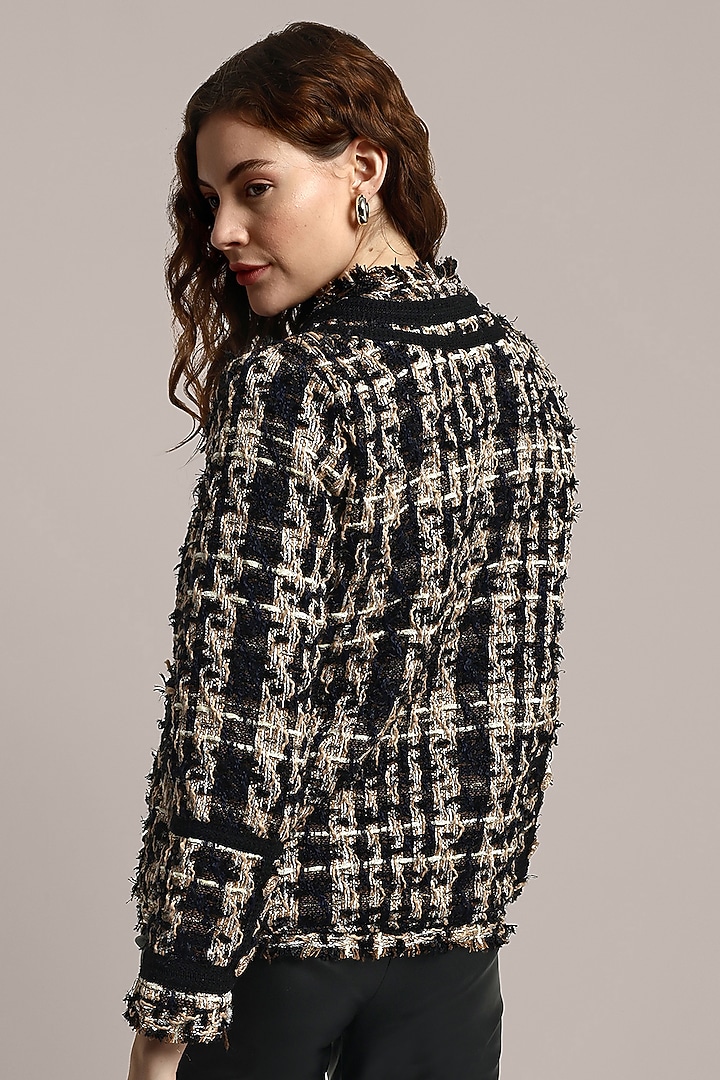Black Woolen Tweed Coat by IKI CHIC at Pernia's Pop Up Shop