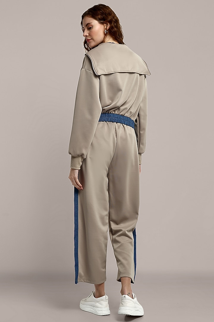 Beige Spandex & Polyester Jacket Set by IKI CHIC at Pernia's Pop Up Shop