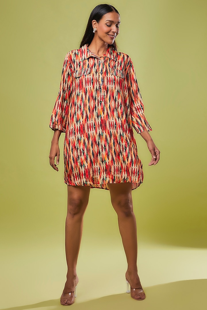 Multi-Colored Viscose Modal Digital Printed Tunic Shirt by IKSANA at Pernia's Pop Up Shop