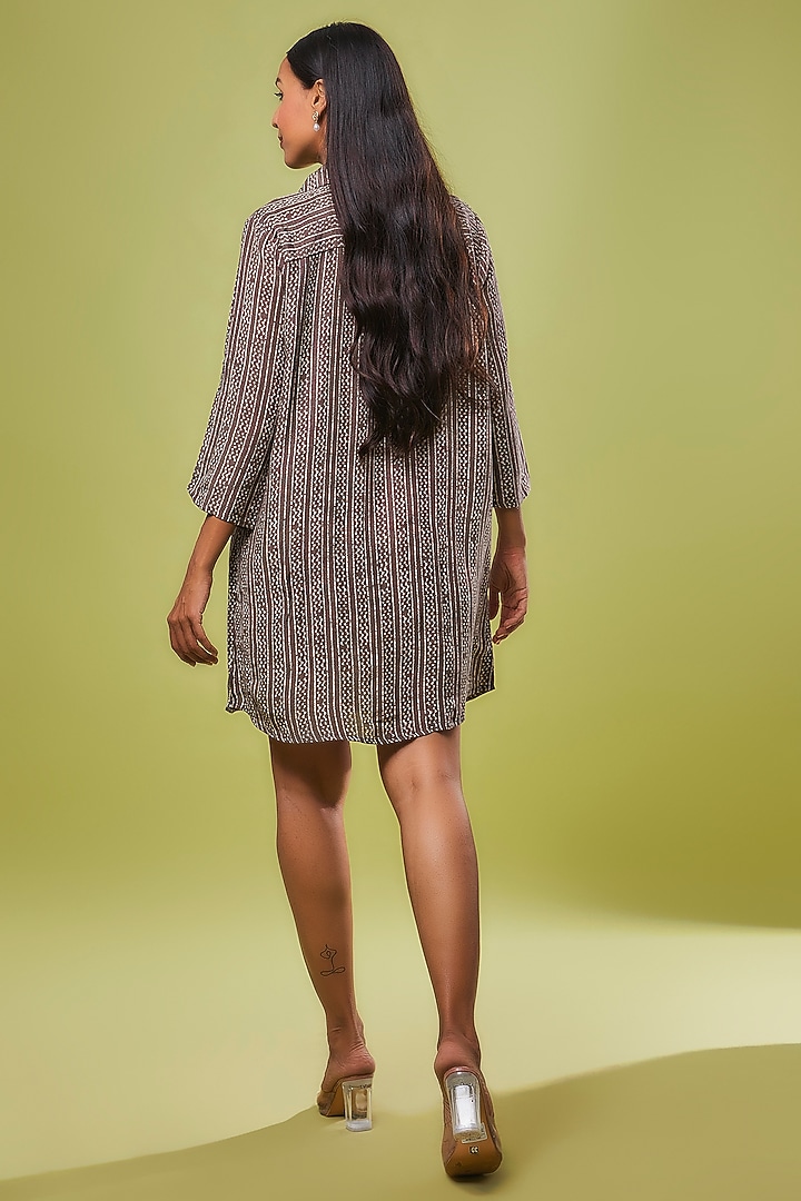 Grey Viscose Modal Hand Block Printed Tunic Shirt by IKSANA at Pernia's Pop Up Shop