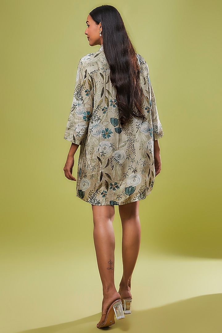 Green Viscose Modal Digital Printed Tunic Shirt by IKSANA at Pernia's Pop Up Shop
