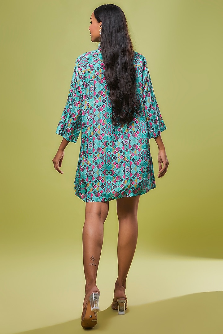 Blue Viscose Modal Digital Printed Tunic Shirt by IKSANA at Pernia's Pop Up Shop