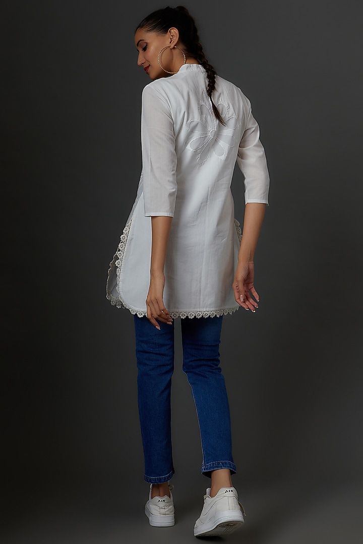 White Organic Cotton Embroidered Tunic by IKSANA at Pernia's Pop Up Shop