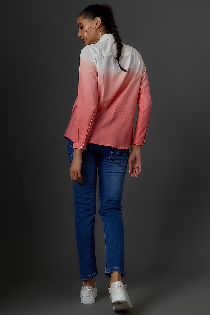 Pink Organic Cotton Embroidered Tie-Dye Shirt by IKSANA at Pernia's Pop Up Shop