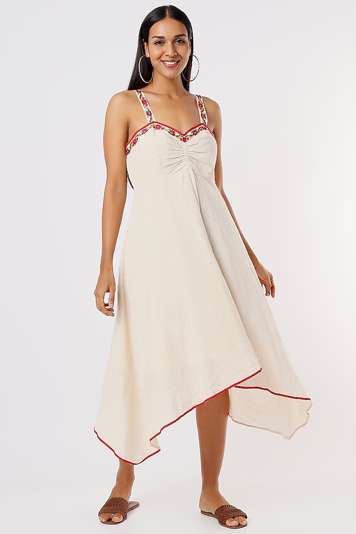 Ivory Embroidered Sun-Dress by IKSANA