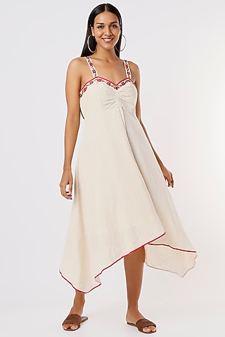 Ivory Embroidered Sun-Dress by IKSANA