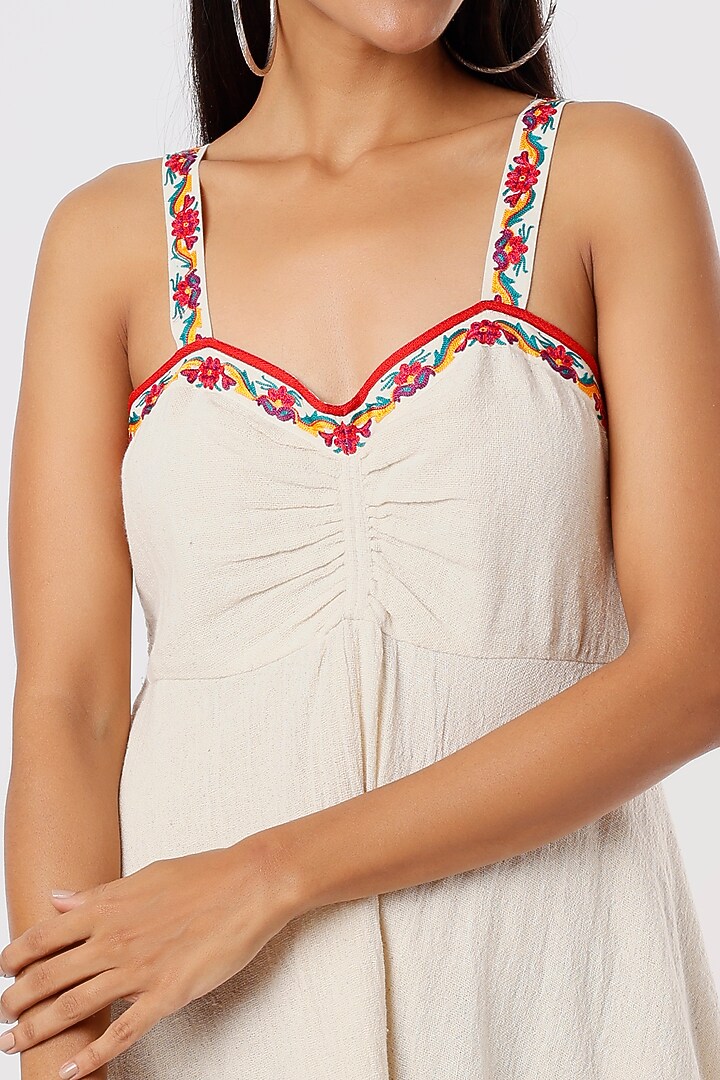 Ivory Embroidered Sun-Summer Dress by IKSANA at Pernia's Pop Up Shop