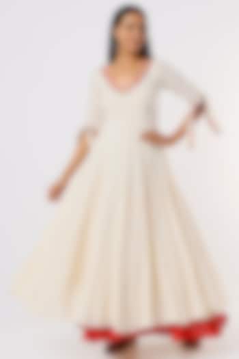 Ivory Embroidered Maxi Summer Dress by IKSANA at Pernia's Pop Up Shop