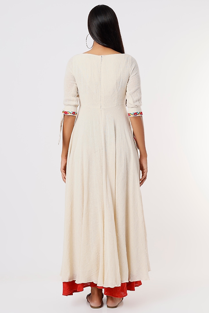 Ivory Embroidered Maxi Summer Dress by IKSANA at Pernia's Pop Up Shop
