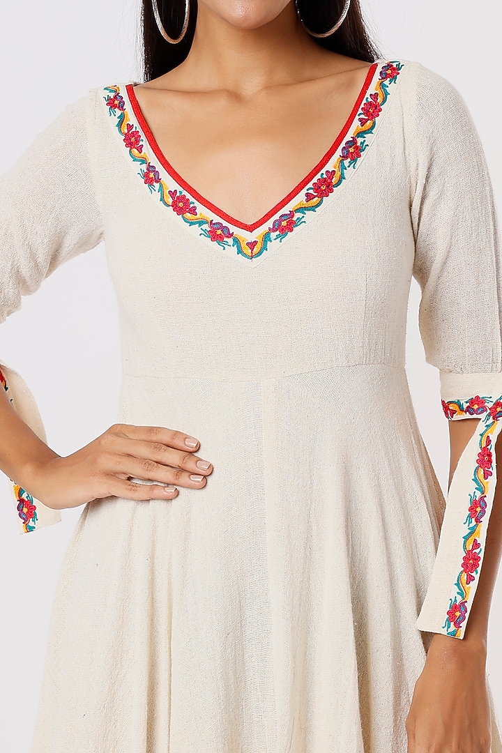 Ivory Embroidered Maxi Summer Dress by IKSANA at Pernia's Pop Up Shop