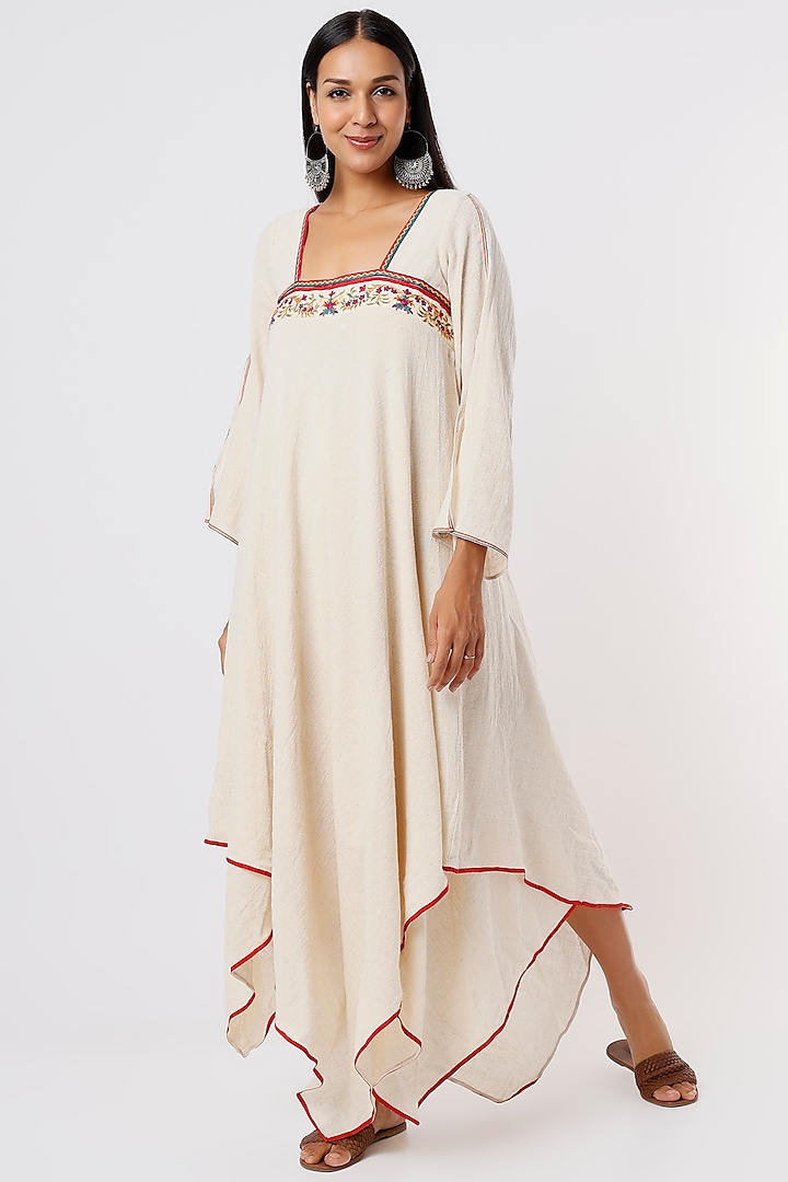 Off-White Aari Embroidered Dress by IKSANA