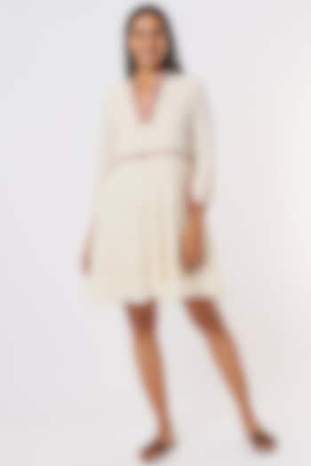 Off-White Embroidered Tiered Summer Dress by IKSANA at Pernia's Pop Up Shop