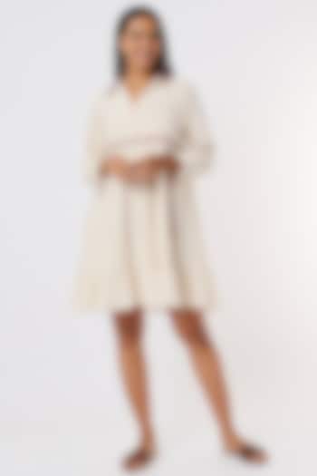 White Embroidered Mini Dress by IKSANA