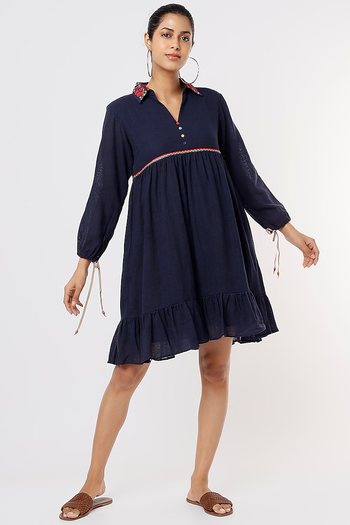 Navy Organic Cotton Dress by IKSANA