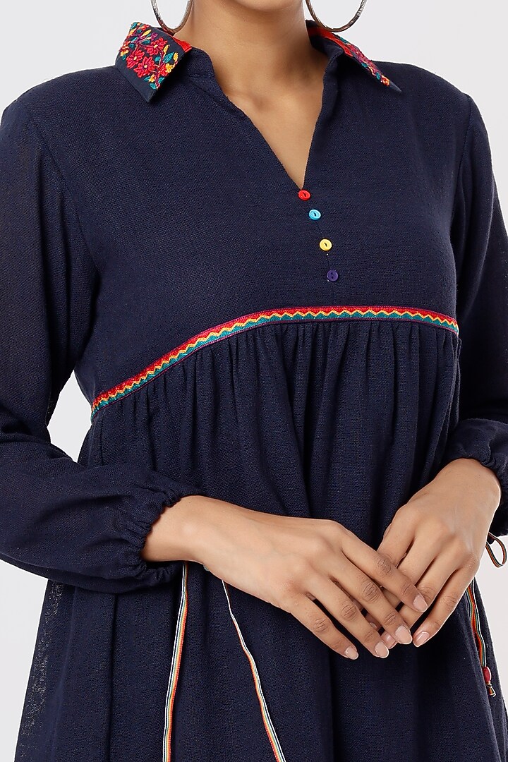Navy Organic Cotton Summer Dress by IKSANA at Pernia's Pop Up Shop