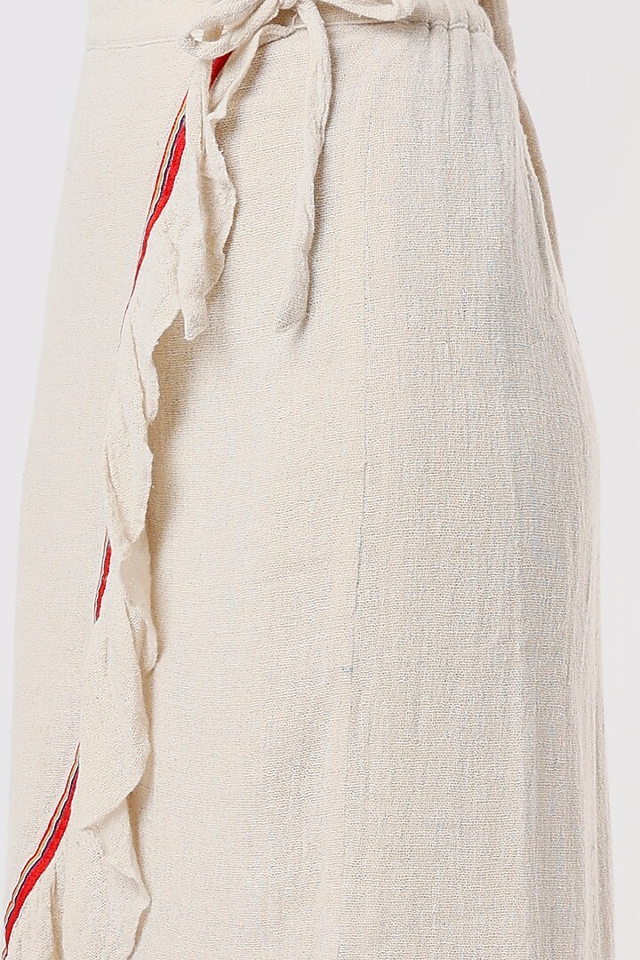 Off-White Embroidered Overlap Skirt by IKSANA at Pernia's Pop Up Shop