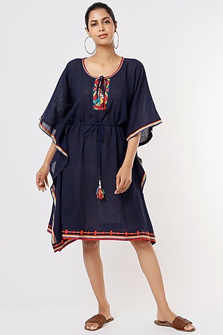Navy Organic Cotton Kaftan by IKSANA