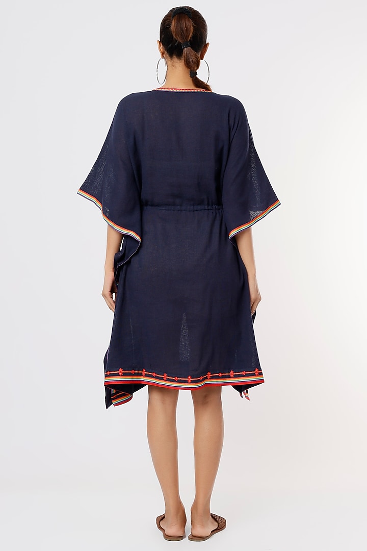 Navy Organic Cotton Kaftan by IKSANA at Pernia's Pop Up Shop