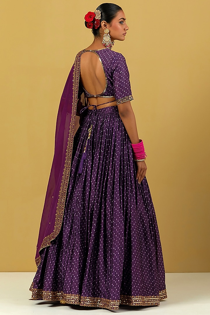 Purple Hand Embroidered Wedding Lehenga Set by Ikshita Choudhary at Pernia's Pop Up Shop