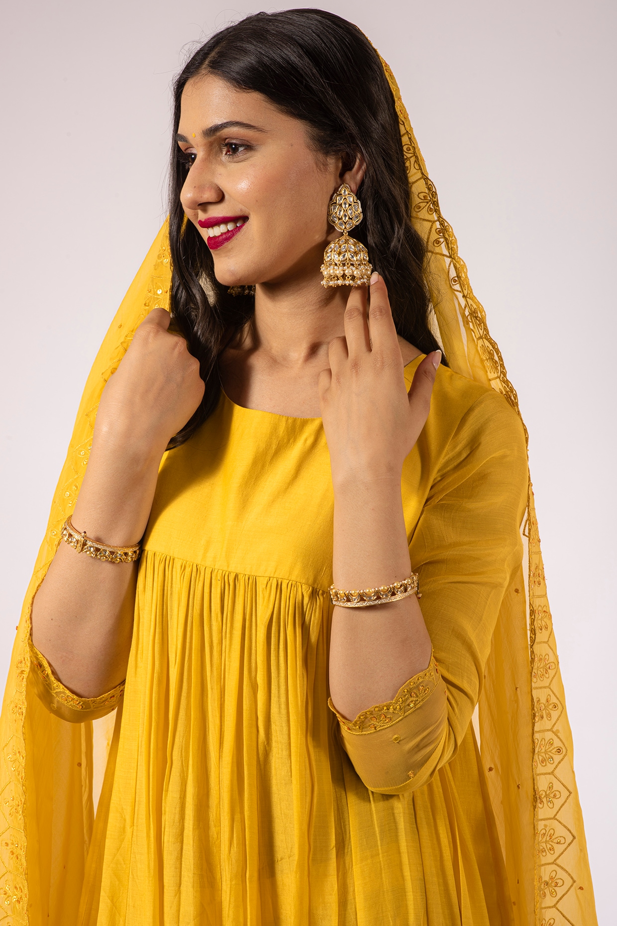 Sexy Wedding Ceremony Dress Plain Yellow Anarkali Rayon Readymade Salwar  Kameez | eBay