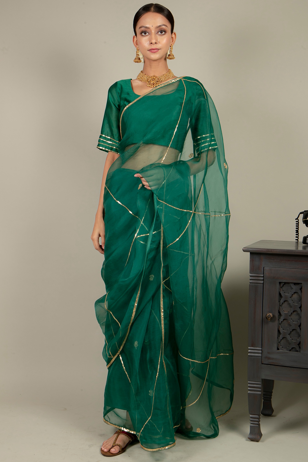 Peacock Green Designer Embroidered Silk Wedding Saree | Saree, Saree  wedding, Green sari