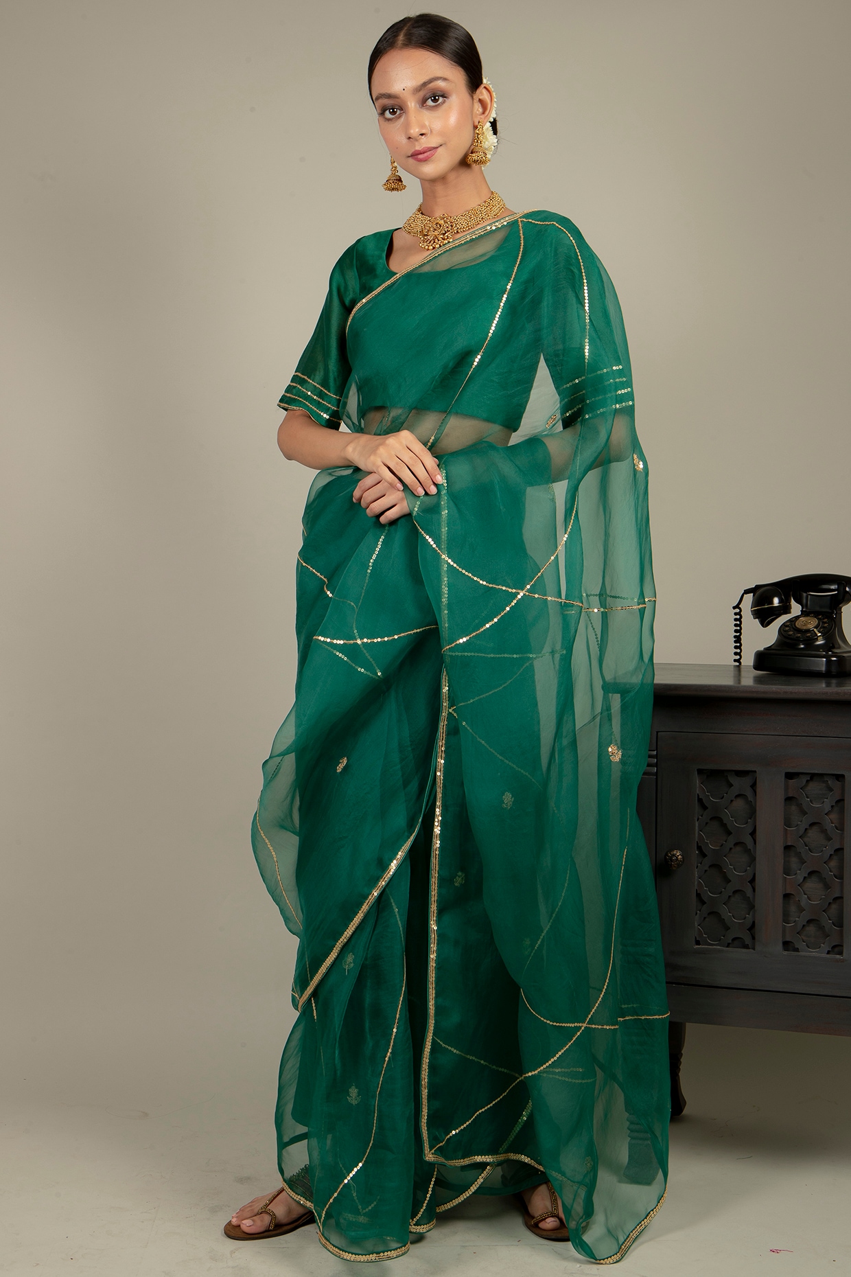 Traditional Green color Patola Silk, Silk fabric Saree : 1844548