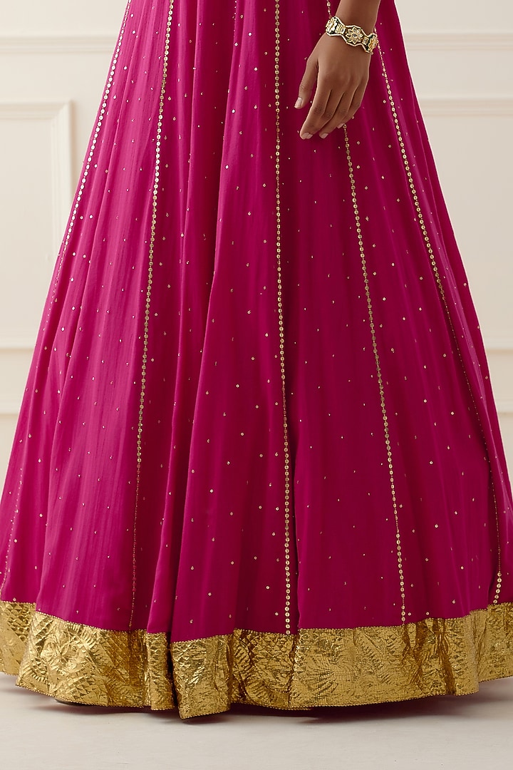 Magenta Embroidered Party Wear Anarkali Set by Ikshita Choudhary at Pernia's Pop Up Shop