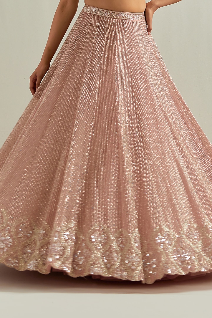 Baby Pink Organza Hand Embroidered Wedding Lehenga Set by Ikshita Choudhary at Pernia's Pop Up Shop