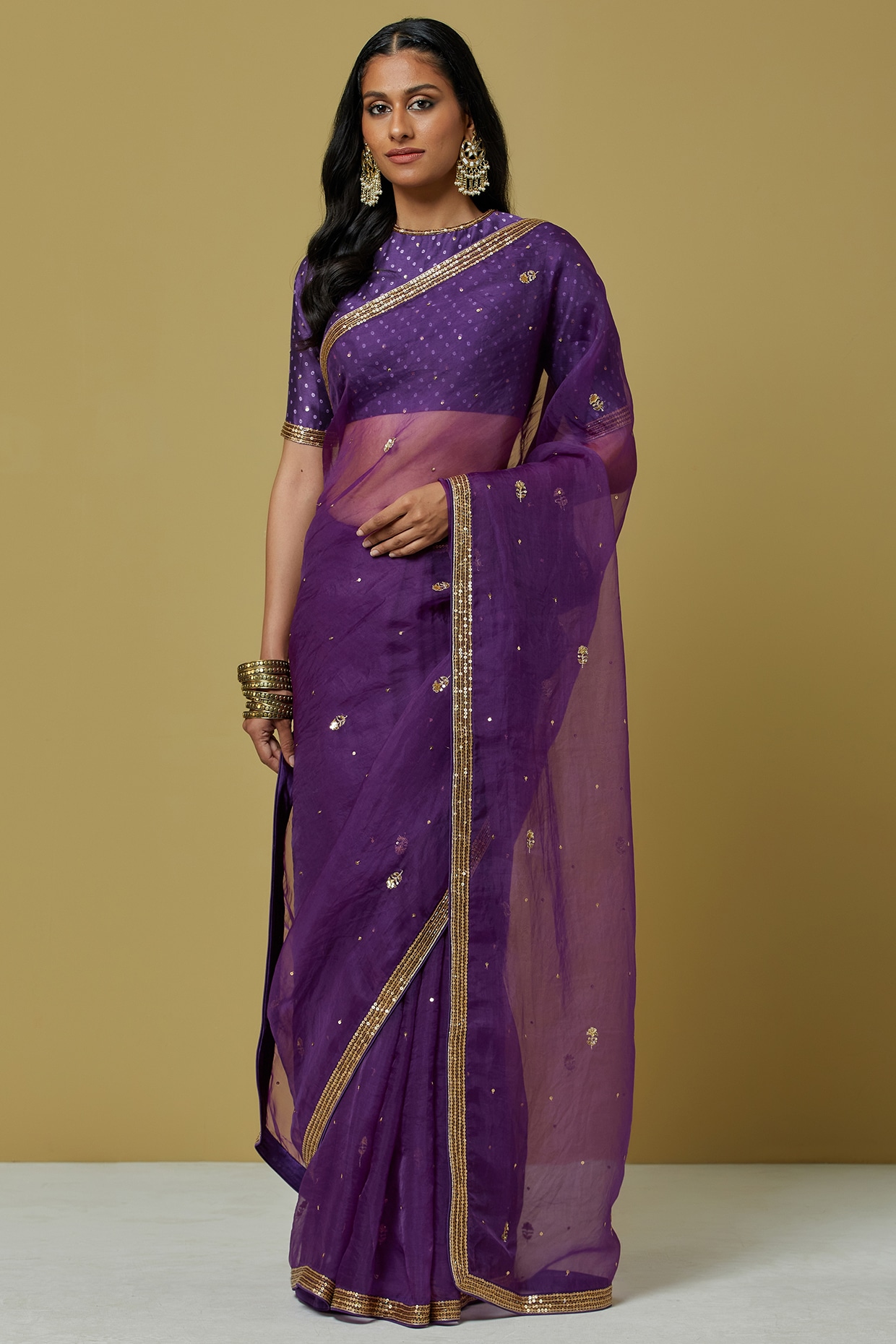 Lilac Embroidery Organza Silk Saree – miraiindia.in