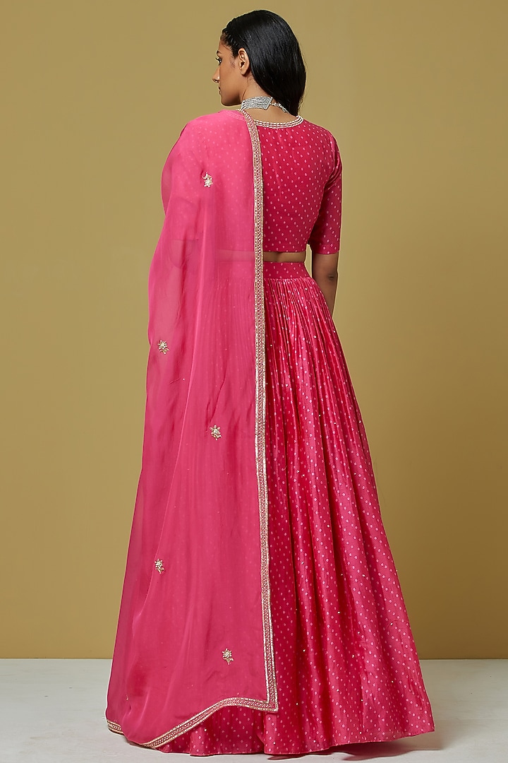 Pink Chanderi Lehenga Set by Ikshita Choudhary at Pernia's Pop Up Shop