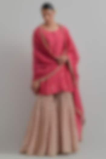 Pink Cambric Cotton Block Printed Gharara Set by Ikshita Choudhary at Pernia's Pop Up Shop