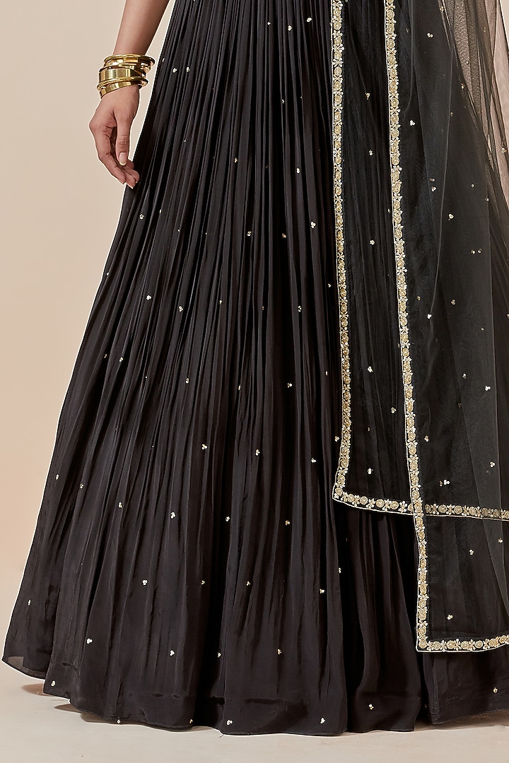 Black Crepe Wedding Lehenga Set by Ikshita Choudhary at Pernia's Pop Up Shop